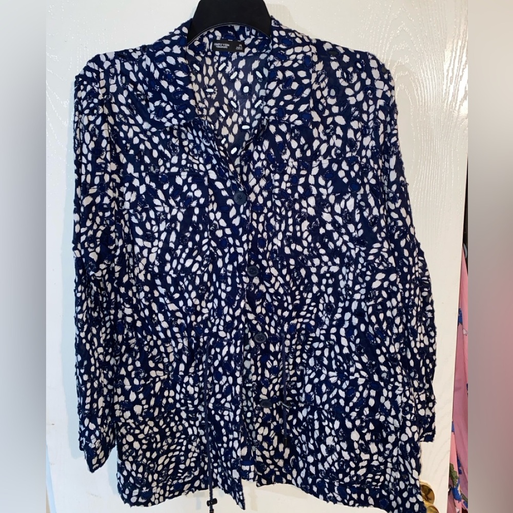 Simply Vera - Vera Wang Navy and White Eyehole Jacket/Top